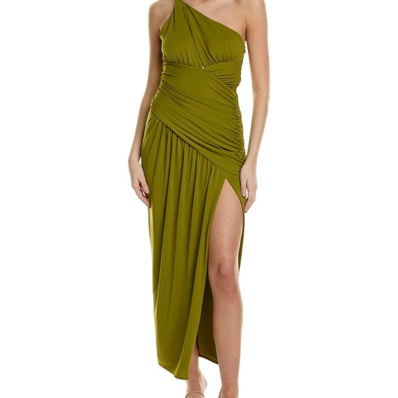 NICHOLAS One-Shoulder Dress in Olive - Picture 1 of 3